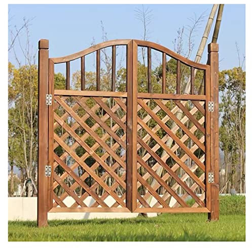 asdchZen Outdoor Fence Gate,Freestanding Wood Partition,Courtyard Small Garden Wooden Door For Patio Deck,Customizable Size,Brown,120x90cm