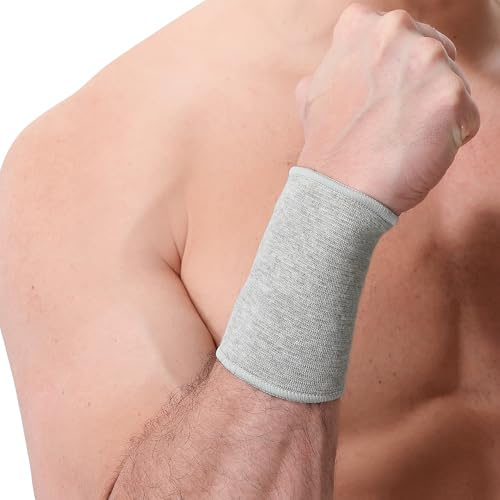 NEOtech Care Protège-poignet Ultra léger, élastique et respirant - Compression moyenne - Bracelet pour tennis, golf, gym, sport (Gris, Taille M, 1 unité)