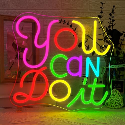 Looklight You Can Do It Neon Schild,Led Schild Schriftzug Inspirierende Wanddekoration,Leuchtschild Dimmbar mit USB für die Schlafzimmer Lesezimmer Klassenzimmer Bibliotheks Studio Geschenke