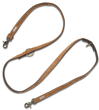 Jack & Russell Hundeleine Leder 2,0m - Premium Büffelleder zweilagig – Hunde Führleine gepolstert & verstellbar, Lederleine braun Anuk (Braun)