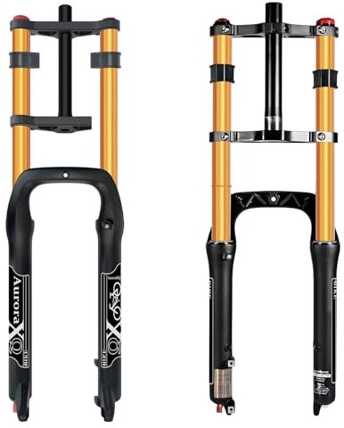 AuroraXQ 26 X 4 Fat Bike Federgabel, 26 Zoll Fat 4.0 Reifen Fahrrad Vordergabeln, Fatbike Gabel Federweg 190mm Scheibenbremse Rebound Adjust, 9x135mm Gold/Schwarz(Gold Fat Tire Fork)