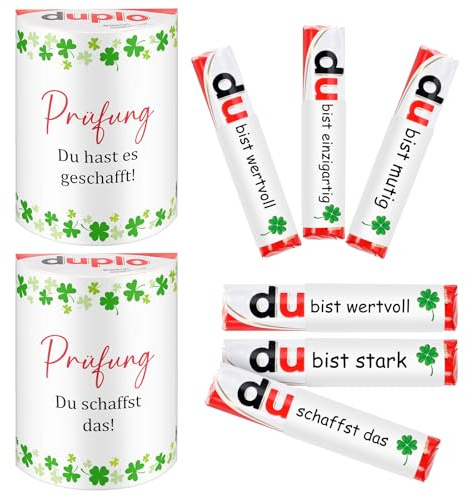 Namalu Prüfung du Schaffst Das Geschenke für Duplo Glücksbringer Aufkleber du Hast Es Geschafft Banderole Motivation Geschenke für Einschulung Schulanfang Abitur(Ohne Schokolade)
