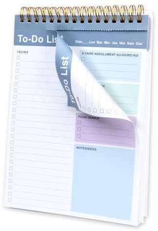 Agoer To Do List Bloc Notes DIN A5,180 Pages Non-Datées Bloc Planification Tricolore,Facile à Arracher Daily Planner Carton à Fond dur Journalier Carnet Quotidien Organiseur pour Listes Planning