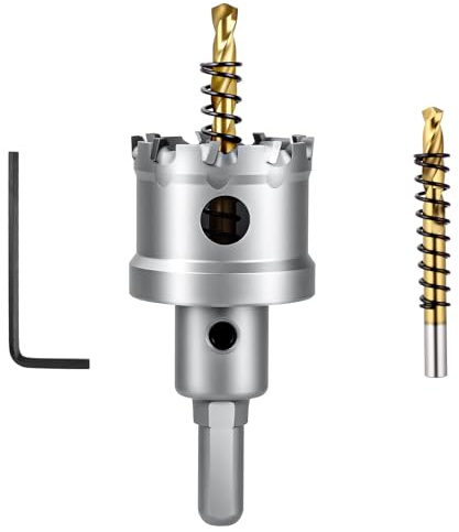 Flintronic Ø35mm Lochsäge Hartmetall-Bohrer, TCT bohrer-Lochsägen, Bi-Metall lochsäge, mit 2 Körner, Hohl-Bohrkrone Set, zum Metall, Edelstahl, Aluminiumlegierung, Kunststoff und Holz