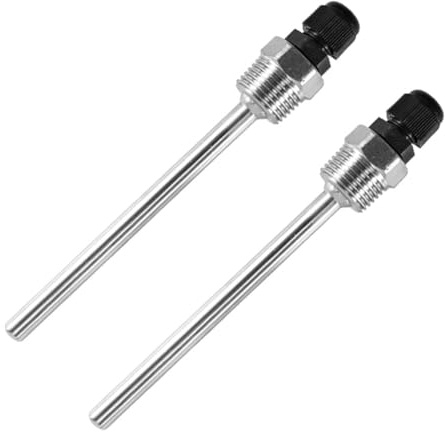 ieron Lot de 2 manchons d'immersion pour sonde de température en acier inoxydable, filetage G 1/2, 8 x 200 mm, pour sonde de température