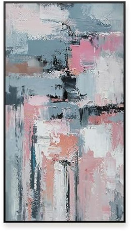 Abstrakta moderna stora handmålade knivkonstverk rosa texturfärgblock minimalistisk kubism oljemålningar på duk väggkonst for hemmakontor vardagsrumsinredning 100x150 cm (40x60 tum)(70x100cm(28x40inch