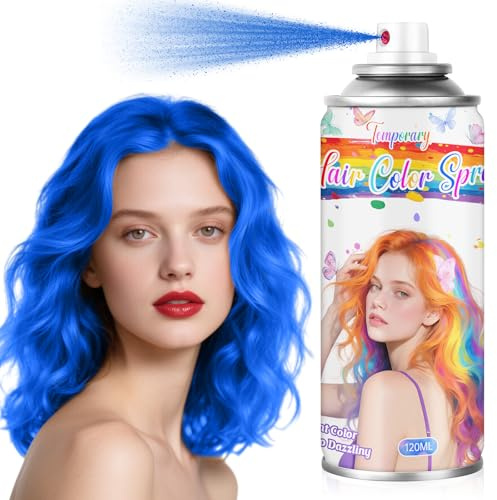 Spray per Capelli Temporaneo Blu Elettrico - Colore per Tema Oceano, Personaggi da Fumetto e Cosplay Futurista, Perfetto per Feste e Halloween (120 ml)