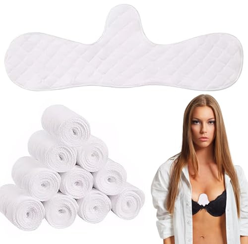 SiumPklay 10PCS Cotton Bra Liners for Sweat Reusable Under Breast Sweat Pads, Breathable & Soft for Women Nursing & Summer Sports (White)