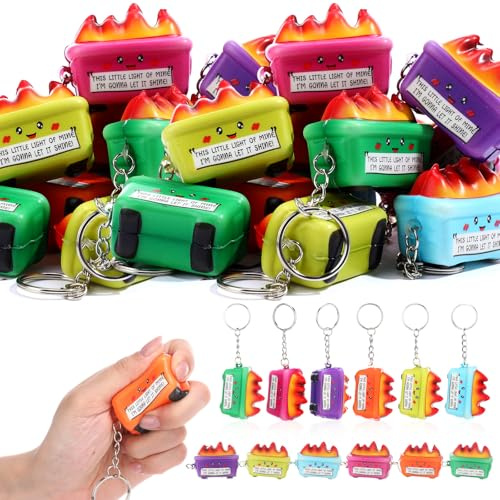 Cunno 24 Pcs Dumpster Stress Ball Keychains Bulk for Adults Funny Stress Relief Gifts Squeeze Ball Keychains for Adults Appreciation Inspirational Gifts for Coworker Employee Teacher Team