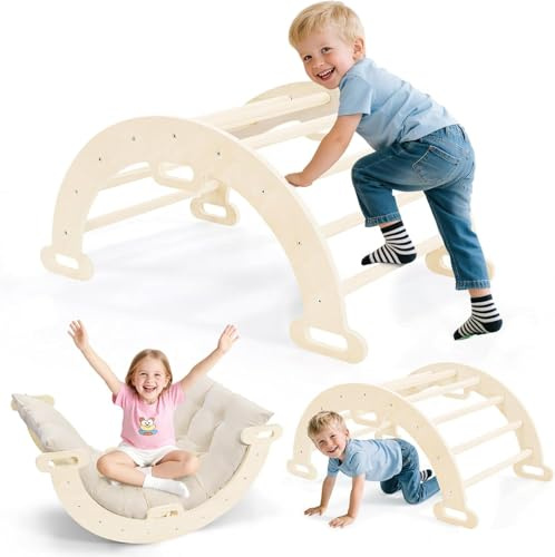 MINENICE Indoor Kletterdreieck,Montessori Klettergerüst SetIndoor-Kletterset für Kleinkinder mit Dreieckiges Klettergerüst ((2-Klein-Inklusive Schwammpad))
