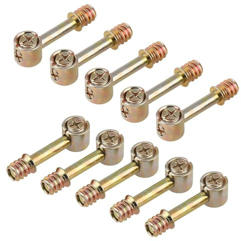 Rummyluck 10 Set Connettore Eccentrico Raccordi a Camme con Tasselli M6x50mm e Dadi Pre-inseriti per il Montaggio di Mobili, Armadi e Guardaroba