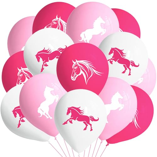 Ovanda 18 Pferde-Luftballons in Rosa für Kindergeburtstag & Babyparty | Latexballons mit Pferde-Motiv für Mädchen und Jungen – als Tier-Mottoparty-Deko oder Ergänzung zur Geburtstagstafel