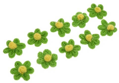 OATIPHO Gehäkelte Blumen Applikationen 10 Stück Selbstgemacht Haarschmuck für Haarnadeln Stirnbänder Stoffblumen zum Aufnähen und Basteln