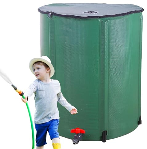 Barilotto raccogli pioggia, 250 l, contenitore portatile pieghevole per acqua piovana, serbatoio di raccolta 'acqua piovana, per giardino, prato, cortile, esterno