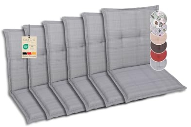 GO-DE Textil Bequeme und attraktive Polsterauflagen für Niederlehner-Gartenstühle (6er-Set, Struktur grau, Niederlehner)