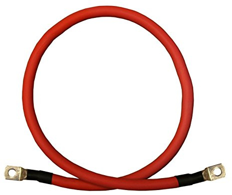 8 AWG 8 Gauge Single Red 1 Foot w/ 3/8 Lugs Pure Copper Battery Inverter Cables for Solar, RV, Auto, Marine Car, Boat
