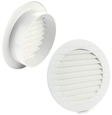 MKK - 17969 - Lüftungsgitter Abluftgitter Außengitter Insektenschutz weiß grau braun 60 70 80 90 100 120 125 150 mm weiß Ø 80 mm