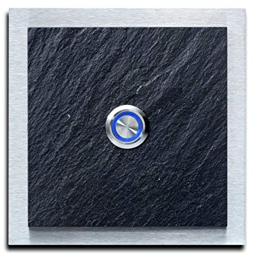Edelstahl-Schiefer Türklingel - Klingel Klingelplatte Edelstahl Klingelknopf (12x12 cm)
