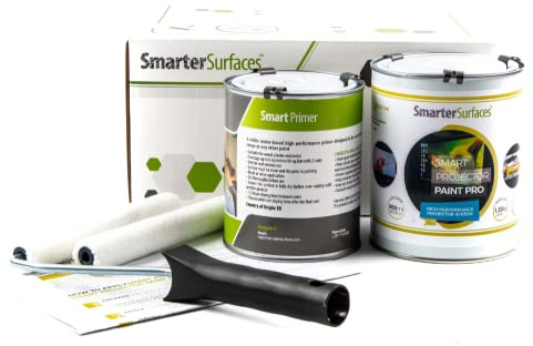 Smarter Surfaces White Projecton Screen Paint Pro 48ft² + White Primer | Projector Screen Paint for Wall 4K, HD | Projector Wall Paint With Gain Value 1.0 | 4K Projector Paint for Indoor Use