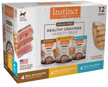 Instinct Healthy Cravings Natural Wet Cat Food Topper, Grain Free Recipe - Variety Pack, 3 oz. Pouches (Pack of 12)