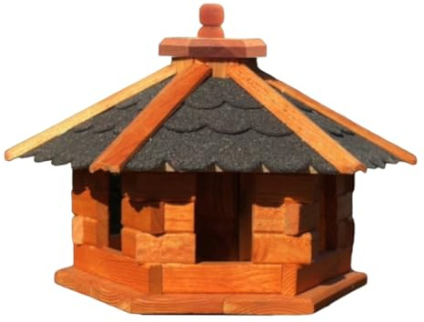 DARLUX Handgefertigtes wetterfestes Sechseck Vogelhaus aus Holz | Größe M