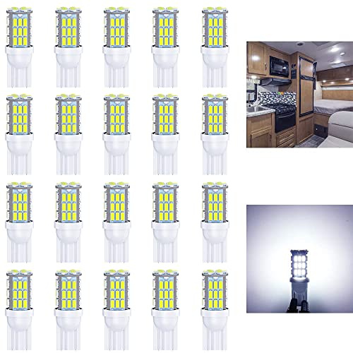 Antline T10 921 194 168 LED Bulbs Cool White 20-Packs, Super Bright 3014 42-SMD LED Replacement 12 Volt RV Camper Trailer Boat Trunk Interior Dome Map License Lights, Backup Reverse Lights