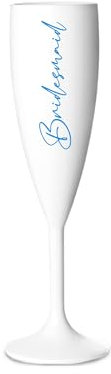 Print Maniacs Champagne Premium White Flute Glass Bride Groom Mr Mrs Wedding Maid Honour Wine Cocktail Prosecco Celebrations Gift (Blue, Bridesmaid)