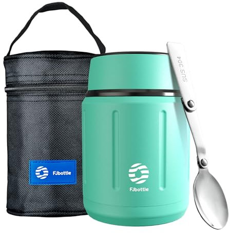 Healter 500ml Thermobehälter für Essen,Auslaufsicher Edelstahl Essensbehälter,Edelstahl Suppenbehälter mit Faltbarem Löffel für Essen, Suppe, Brei, Obst, Blau
