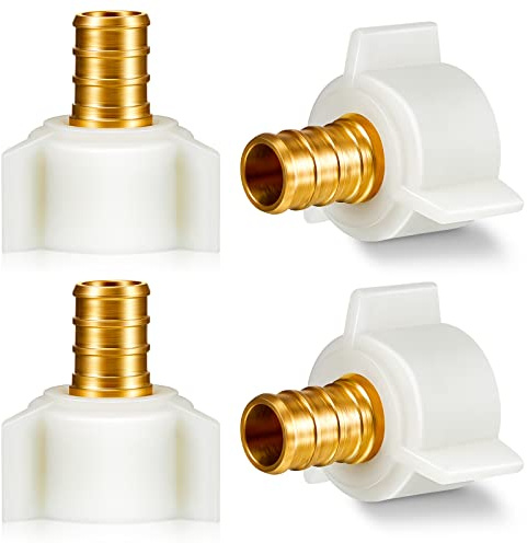 Fabbay 4 Pack Pex Fittings 1/2 Inch Female Threaded Adapter 1/2 Npt Female Threaded Swivel Elbow Brass Crimp Fittings Pex Sink Faucet Connector for Rv plumbing Water Line Tubes (1/2 Swivel Adapter)