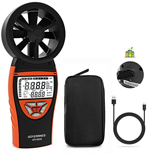 Anemometro digitale GR-8808 misuratore di velocità del vento,misurare la velocità/direzione del vento,per la navigazione,varie industrie di produzione di fan, con retroilluminazione LCD.