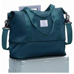 Reisetasche Damen Sporttasche 40x30x20 Ryanair Handgepäck Tasche Weekender Bag Schwimmtasche Wasserdicht Travel Bag Duffle Bag Fitnesstasche Trainingstasche Frauen für Reise Gym,Pfauenblau