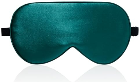 LaCourse 100 % ekologisk sovmask för sömn med resväska. Båda sidor av 19 momme siden, justerbar ögonmask sovmask silke för kvinnor, svartgrön