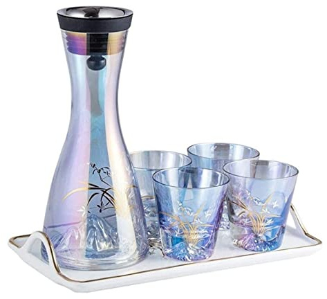 Service a the Service à café Service à thé Service à thé en verre de couleur café service à thé nordique tasse Pot plateau eau Ware Bar décoration maison cuisine fournitures verres Service Japonais