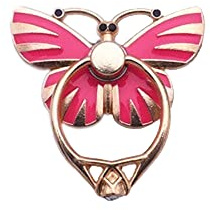 RK TECH Phone Ring Bracket holder, Butterfly Diamond Shape Finger Grip Stand Holder Ring Car Mount Phone Ring Grip Smartphone Ring stent Tablet (Butterfly Dark Pink)