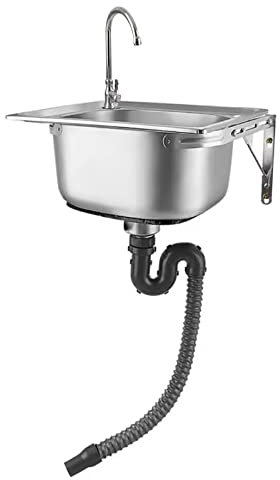 Lavatoio Da Giardino,Lavello A Parete In Acciaio Inox,con Rubinetto Singolo A Freddo E Rubinetto Caldo Freddo,per Interni, Esterni, Garage E Cortile, Ristorante, Lavanderia. ( Color : Cold alone , Siz