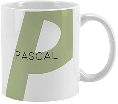 Herz & Heim® Kaffeetasse 300 ml mit Monogramm und Wunschname in vier Farben zur Auswahl Grün