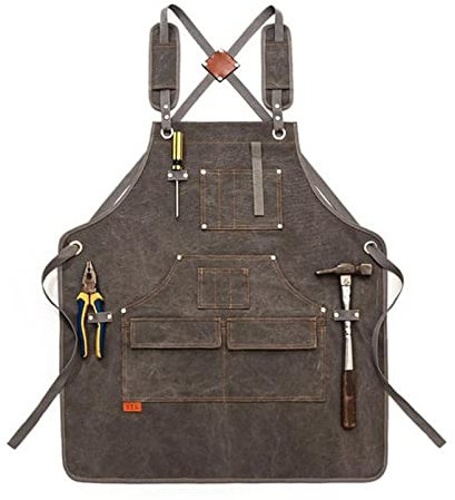 KEYVOR Apron Durable Goods Heavy Duty Unisex Canvas Work Apron Belt Tool Bag Cross Strap Adjustable For Woodworking Painting Aprons For Women (Size : 1)