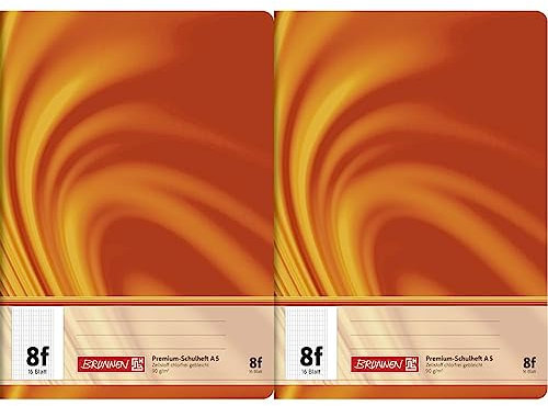 Brunnen 104570802 Schulheft A5 Vivendi (16 Blatt, 5 x 7 mm rautiert, mit Rand) (Packung mit 2)