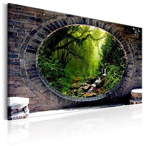 B&D XXL - Akustikbild Bilder Akustikschaum Hochleistungsschallabsorber Schallschutz Leinwand 1 tlg Wandbild Raumakustik Schalldämmung Fenster Wald Landschaft Natur c-C-0148-b-d