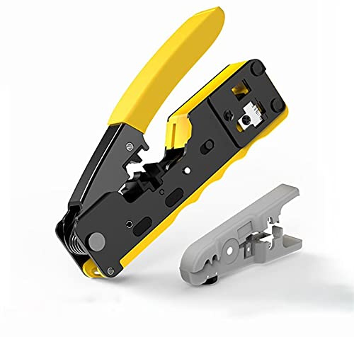 Pinza crimpatrice passante CAT5 CAT6 CAT7 Pinza a crimpare per connettori standard RJ45 RJ12 RJ11 Spine modulari schermate CAT6a Pinze a crimpare, crimpatrice per terminali (Color