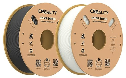 Creality Hyper PLA Filament 1.75mm 2KG für 3D Drucker, 3D Drucker Filament PLA Entwickelt für hohe Geschwindigkeit 30-600mm/s, Maßgenauigkeit ± 0.03 mm (Schwarz & Weiß)