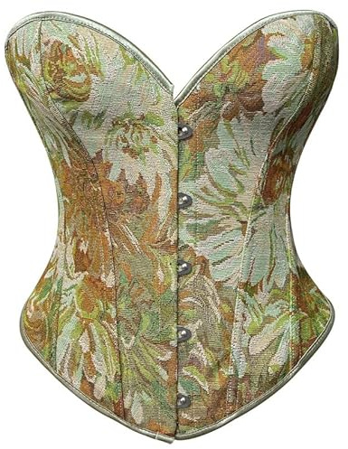 Alivila.Y Fashion Womens Sexy Vintage Denim Corset Short Torso Daisy Floral Print Bustier Corsets A998-Green-S