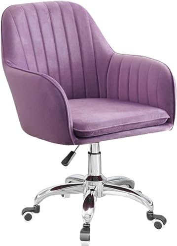 GWWBD Drehstuhl, Schreibtischstuhl, Samt, gepolstert, ergonomisch, verstellbar, Schreibtischstuhl, Computerstuhl mit Armlehne für Zuhause, Büro, Schlafzimmer, Bürostuhl (Farbe: Violett)