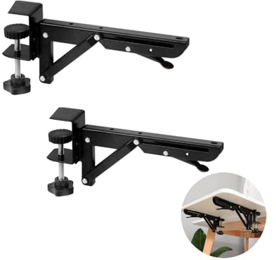 GYWHOOFT Support de plateau d'extension de 2 pièces de clavier pliable - entretoise coulissante, pour plateau clavier support, extensible pliable pour bureau et table de bureau