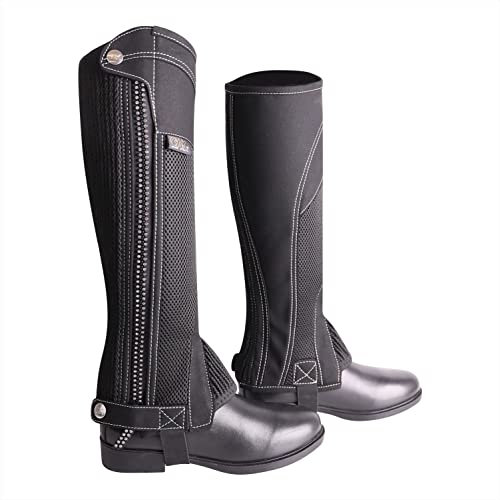 AK Unisex Prince Atmungsaktive Air-Mesh-Reit Halbchaps AKRS-1885 (Schwarz/Weiss, M)