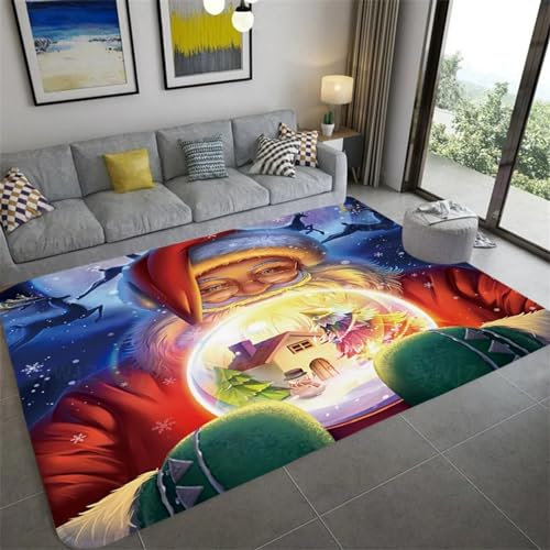 Teppich Läufer Flur Weihnachtsmann 3D Küchenläufer, Lange Korridor Teppich, Für Flurtreppen Schlafzimmer,rutschfest Schallschutz Türmatte Mit 120 X 160 cm / 47.24 X 62.99 - Leicht Zu Reinig -9.04298