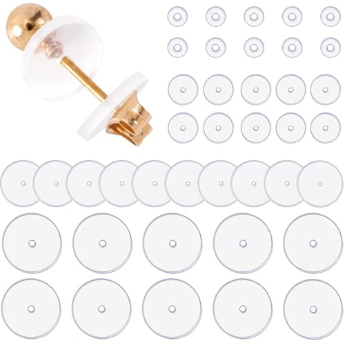 AFCJLTO 40 Pezzi Dischetti Silicone Piercing, Dischetti Silicone Piercing Cheloidi, Orecchini in Silicone con Dischi Perforati Trasparenti Orecchini a Disco per Cuscinetti,3/5/7/9mm