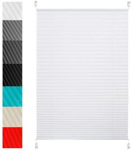 Easy Fit Plissee zum Aufkleben Faltrollo Faltrollo für Schlafzimmer Küche Badezimmer Fenster ohne Bohren selbstklebend 35 x 170 cm Weiß
