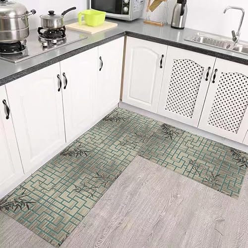 Bambus-Küchenmatte, rutschfest, Anti-Ermüdung, Bodenmatten für Küche, waschbar, Läufer, Teppich für Küche, Dekoration, weiche und bequeme Stehmatte, Grün