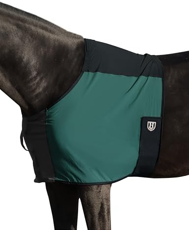 Harrison Howard Sleek Nylon and Stretch Horse Shoulder Guard Lightweight Comfortable Breathable Protective Chest Protector Deep Green L